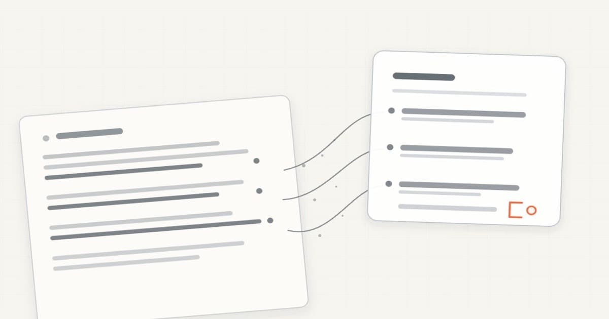 Three lines in a generated note remain tied to source passages while one unsupported line stops at a review marker.