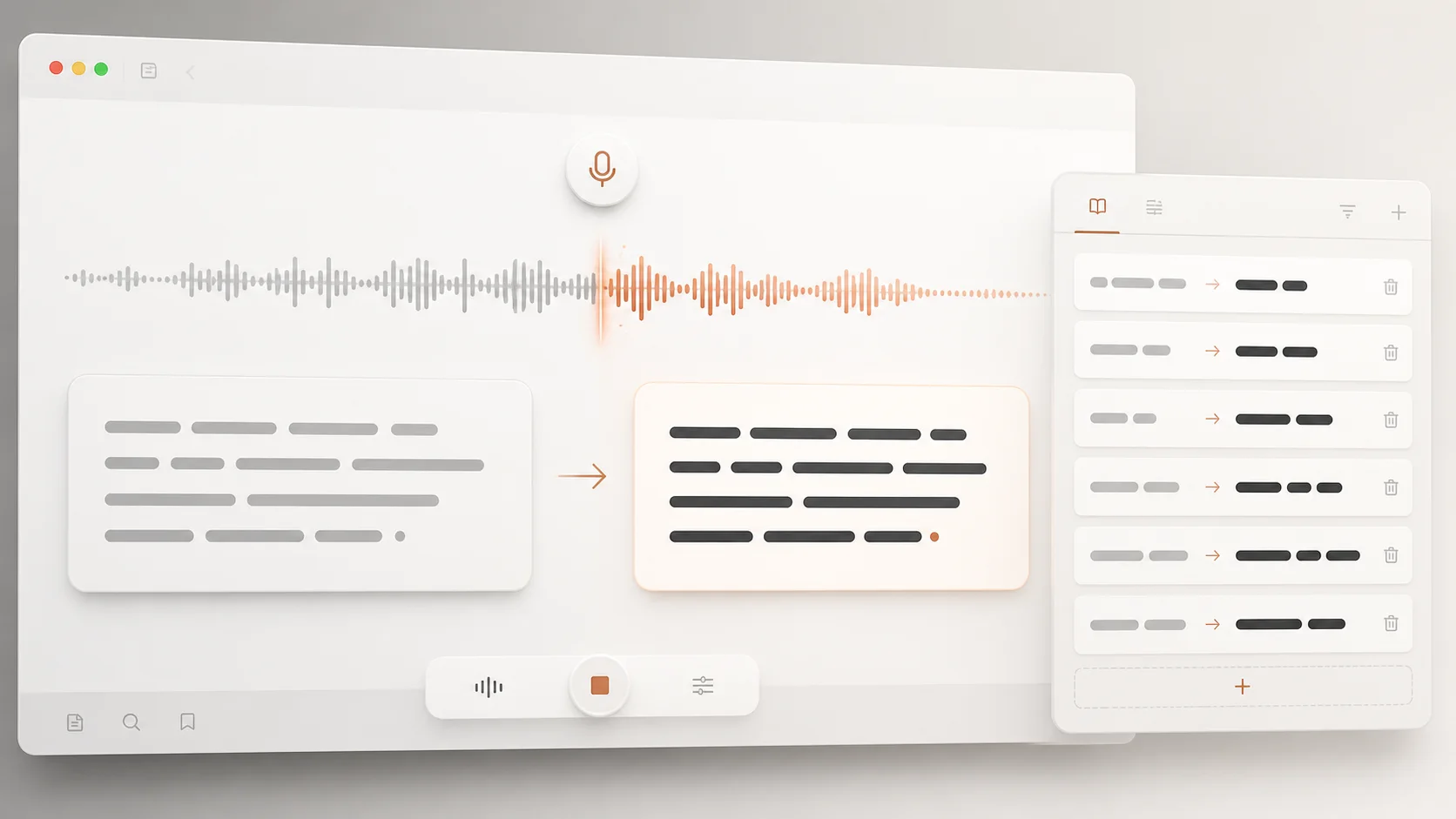 A spoken phrase being transformed by an exact Cue correction rule